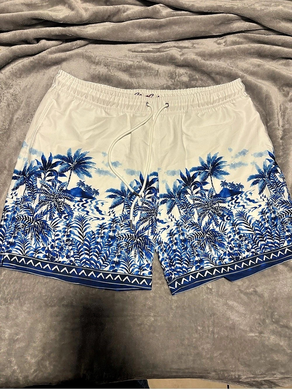 Robert Graham Riviera Tropical Palm Print Swim Trunks XL